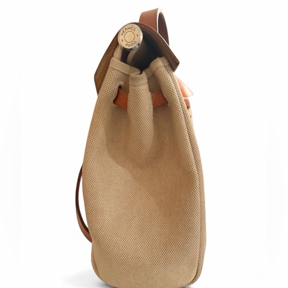 Hermes Herbag Backpack 2 Bags in 1 Beige Canvas and Leather - Picture 5 of 15